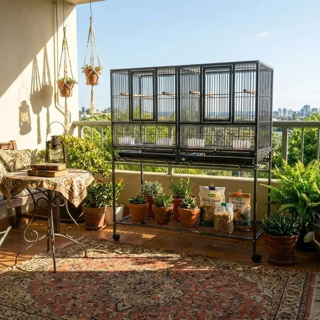 HiMISSCN Bird Flight Cage With Wheels And Perches