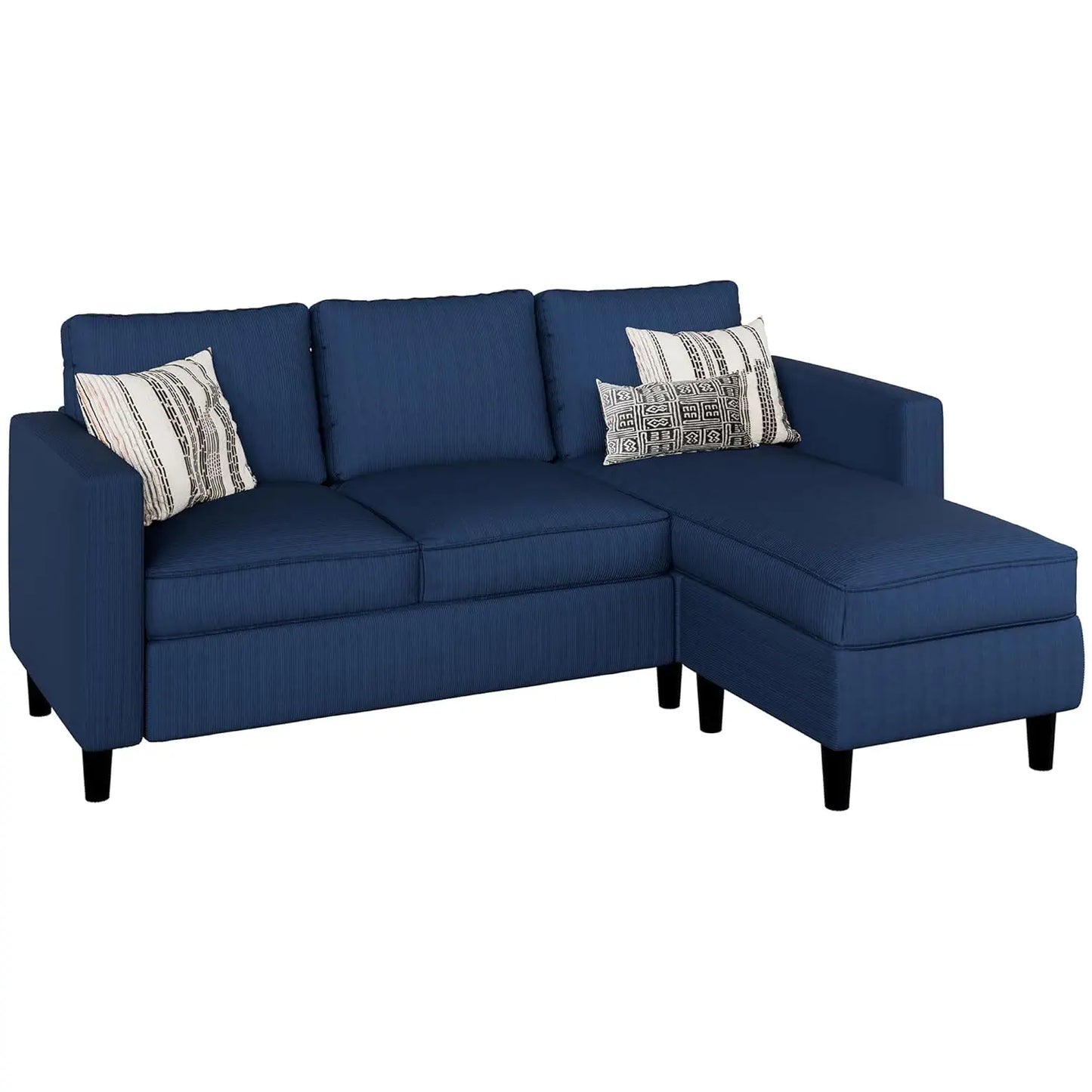 Convertible L Shaped Sectional Sofa Couch With Movable Ottoman