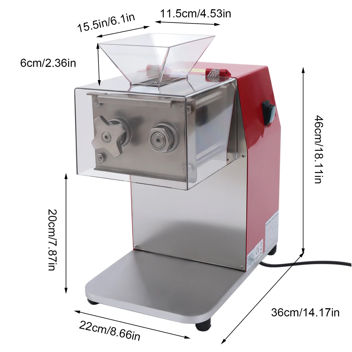Bymaocar 1100W Electric Meat Grinder Stainless Steel Vertical