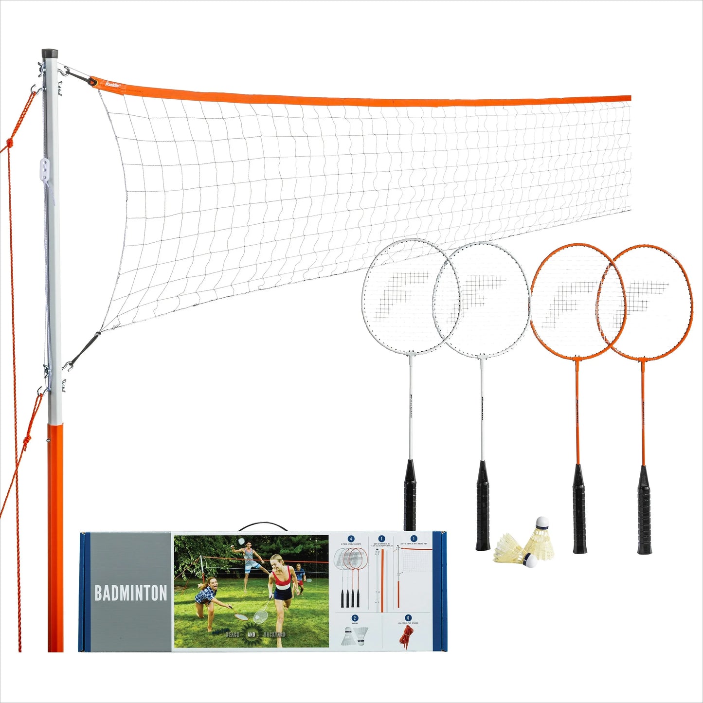 Badminton Starter Set With 4 Rackets And Adjustable Net