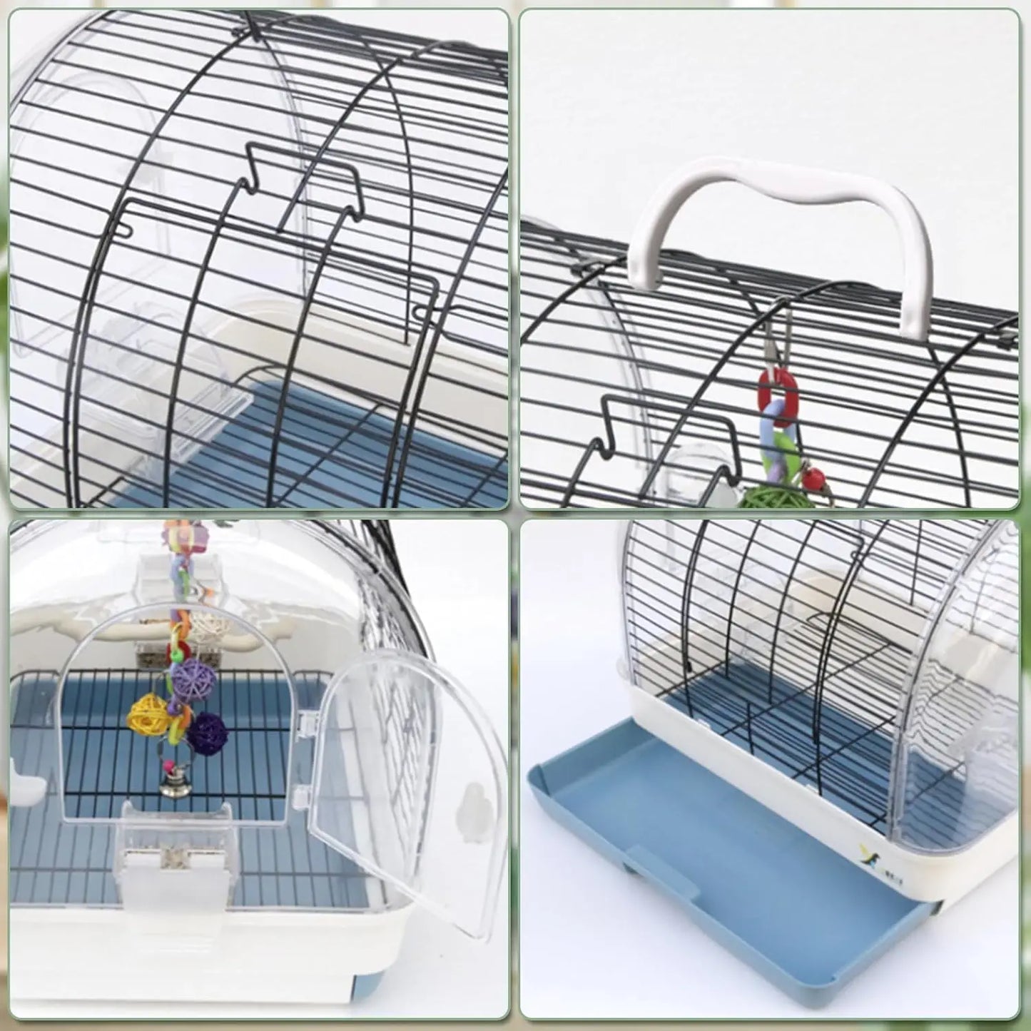 HiMISSCN Portable Bird Cage Carrier Travel Parrot Cage With 2 Perches