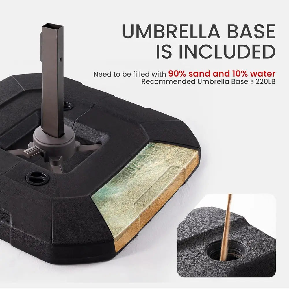 Cantilever Patio Umbrella With Base Included 360 Degree Rotation