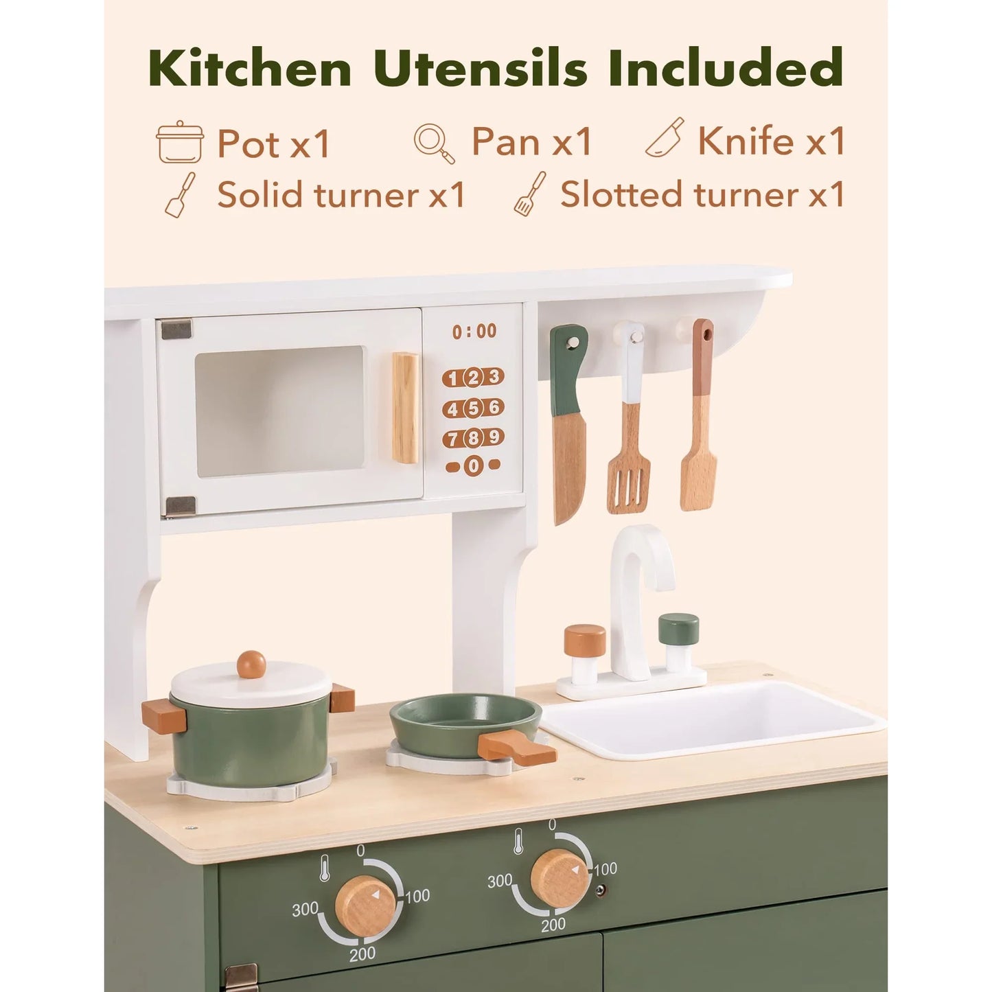 Rolife Kids Kitchen Play Set With Ice Maker Wooden Toy