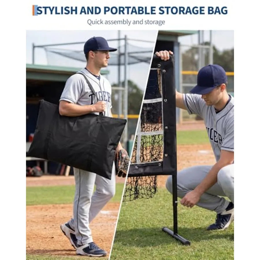 Baseball Pitching Net 9 Hole Strike Zone Adjustable Height Portable