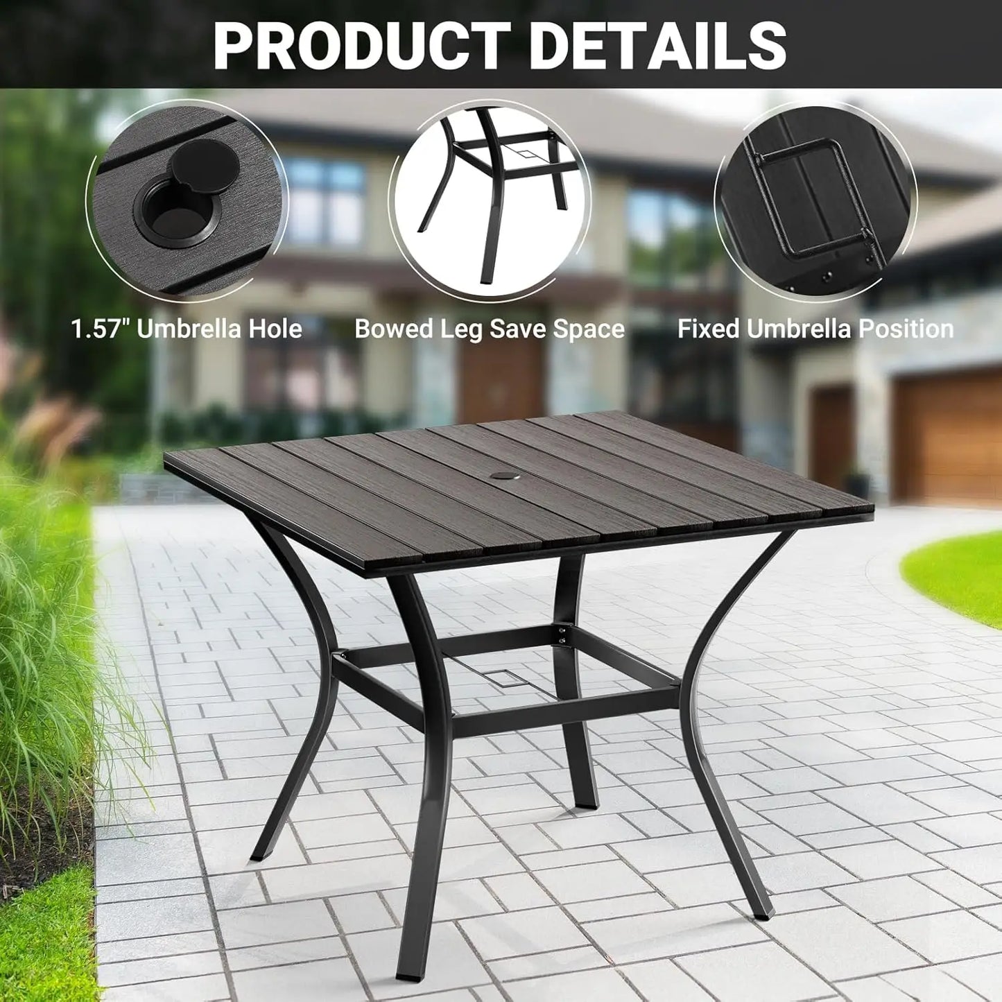 Outdoor Patio Dining Set with 4 Swivel Chairs and Table