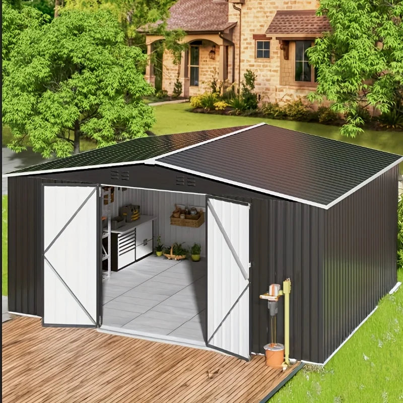 VIWAT Heavy Duty Outdoor Metal Storage Shed With Lockable Door