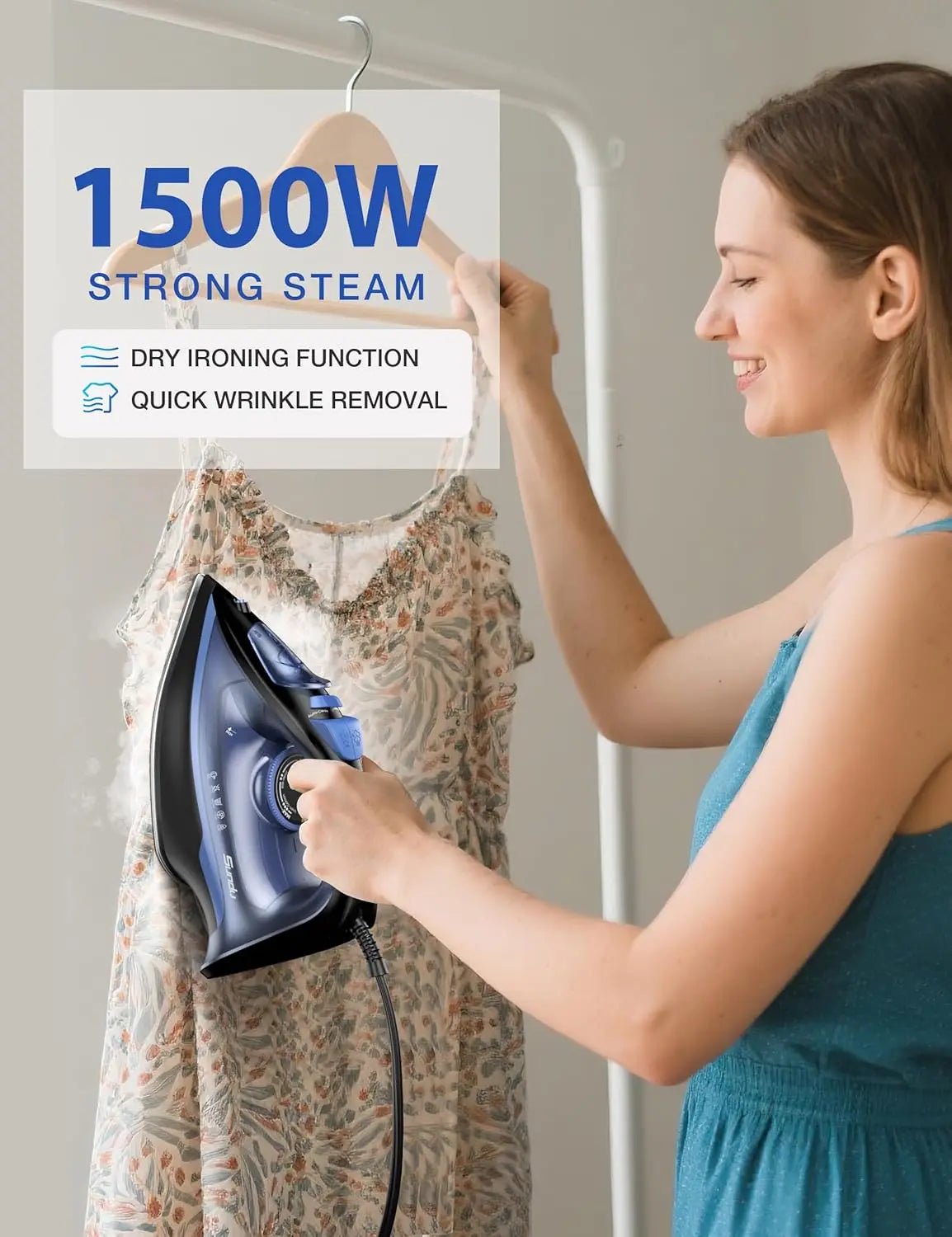 XMSJ Steam Iron With Ceramic Soleplate 1500W Auto Off