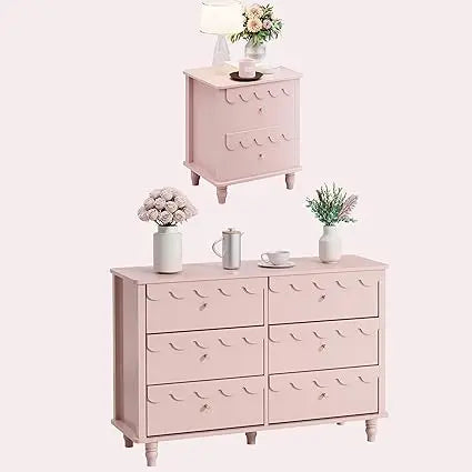 RBXC Bedroom Set Dresser and Nightstand Scalloped Design