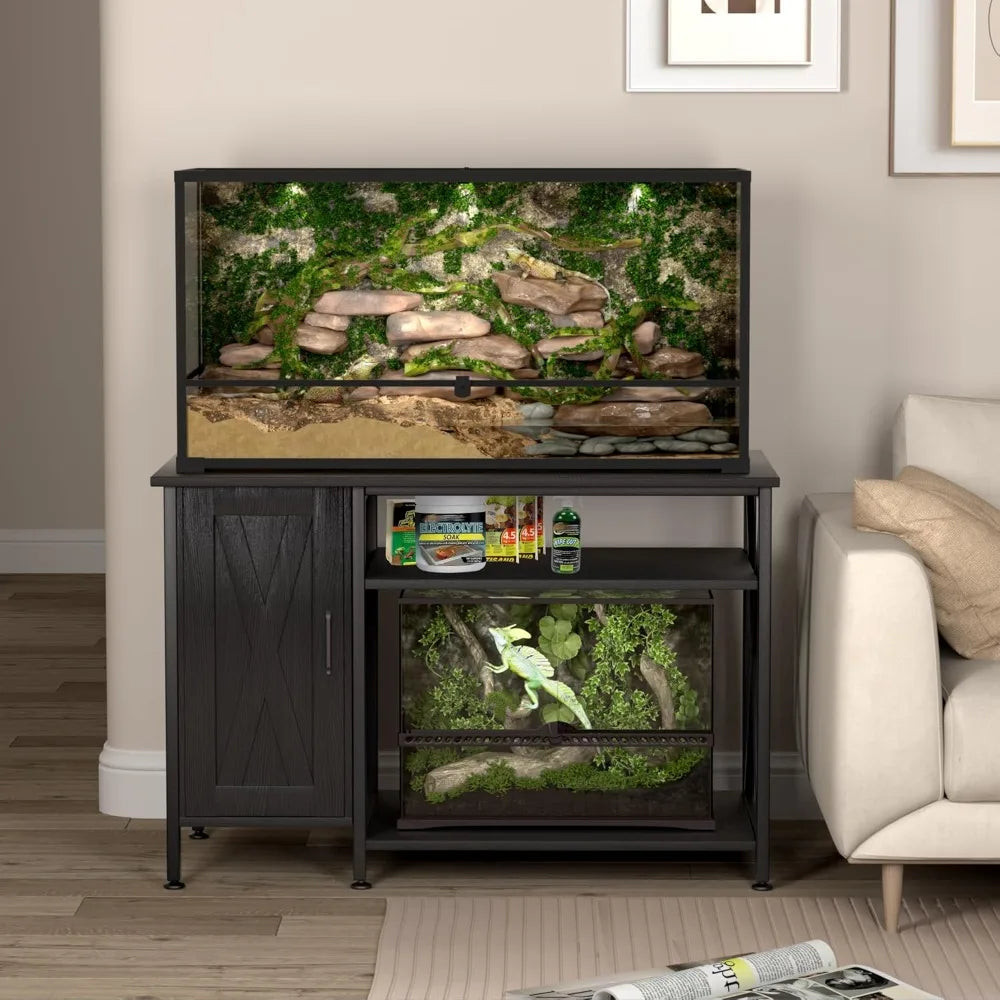Reptile Terrarium Stand With Power Outlet And Cabinet
