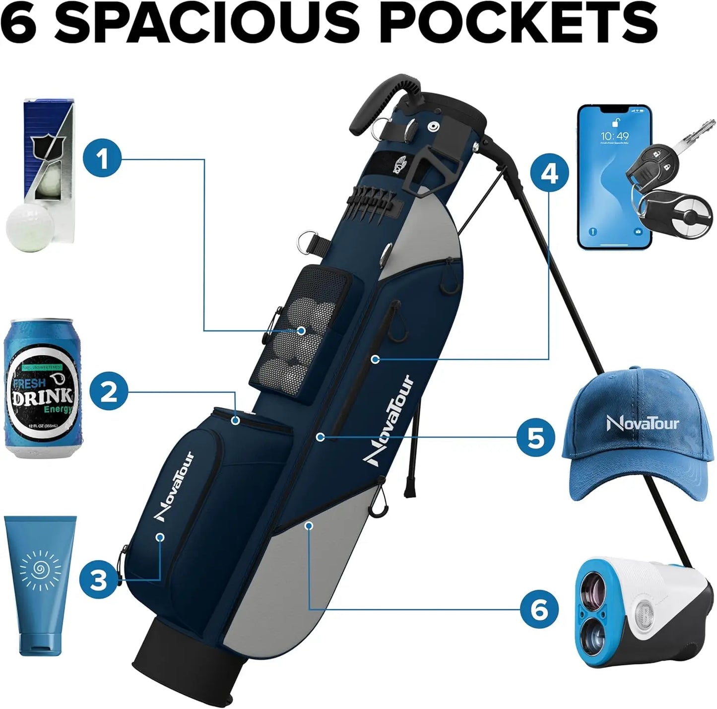 Ultra Lightweight Par 3 Golf Bag With Double Strap Pockets