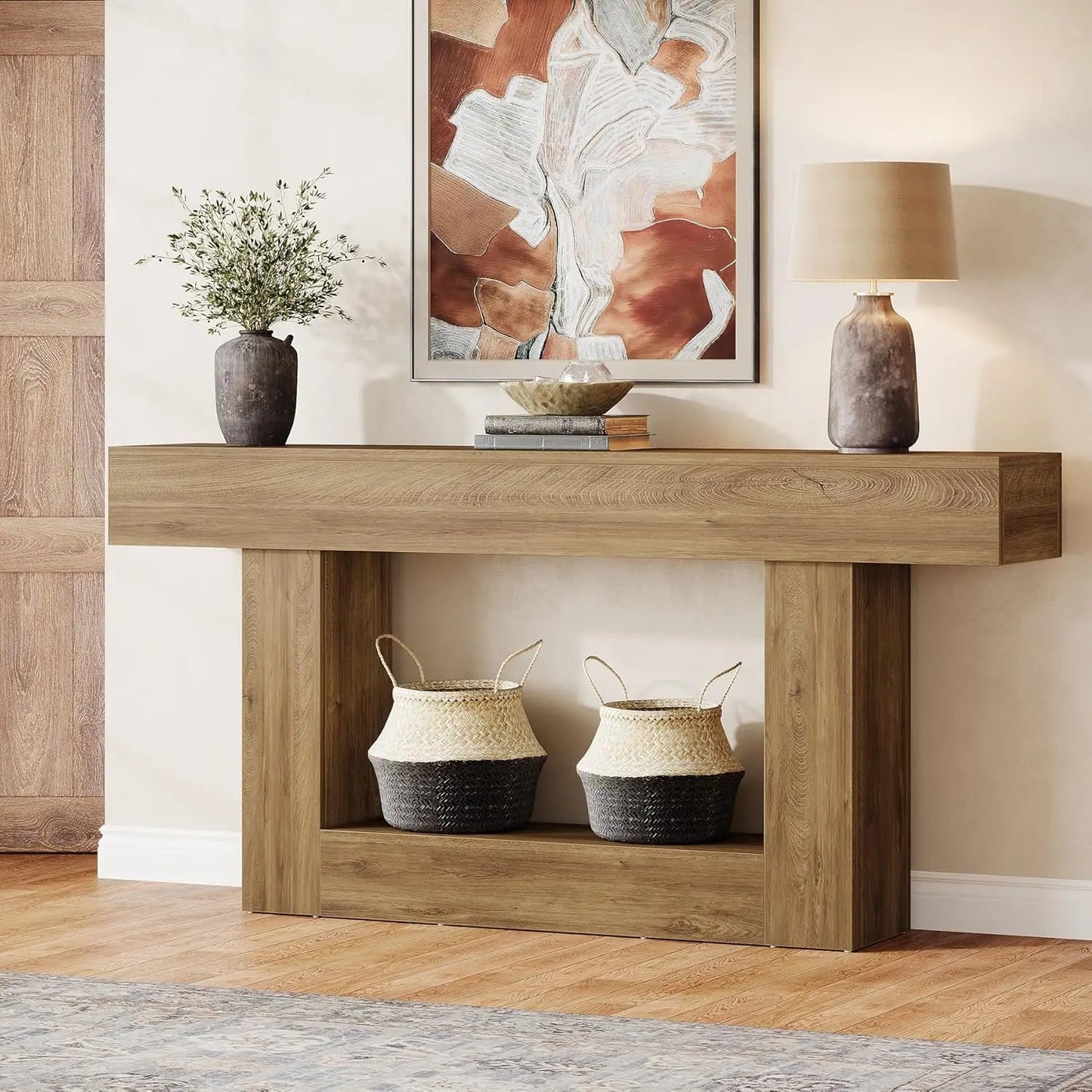Tribesigns Farmhouse Console Table With U Shaped Base