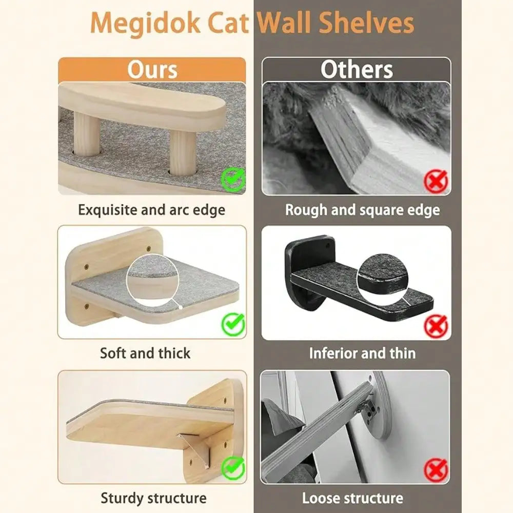 Cat Wall Mount Climbing Shelf Perches With 3 Wide Steps