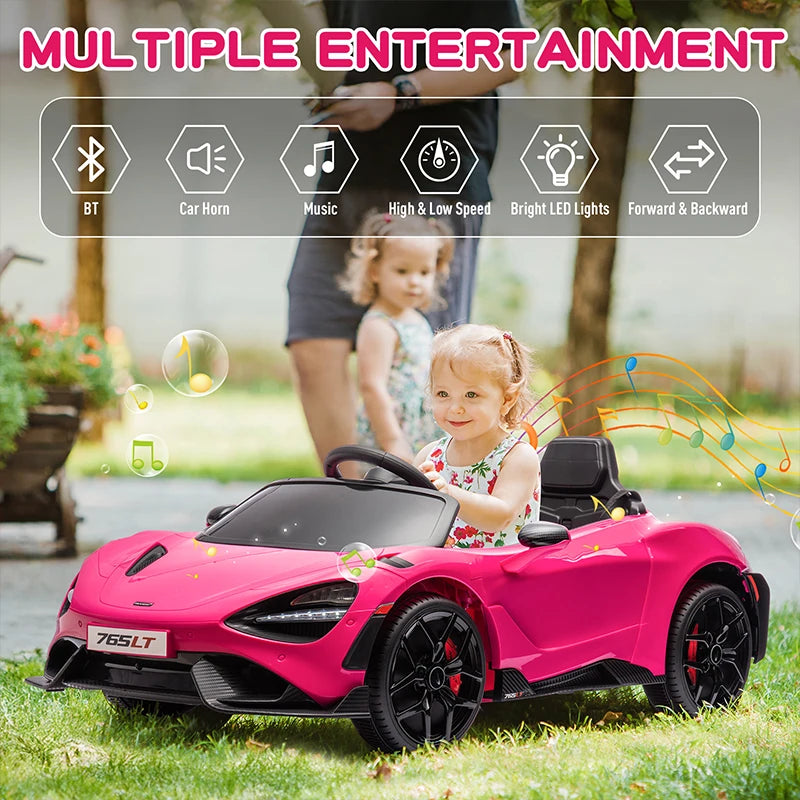 Mukidy 12V Licensed McLaren 765LT Ride on Toy for Kids