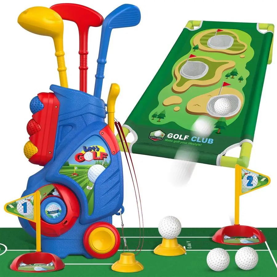 Toddler Golf Set Indoor Putting Mat Cornhole Board