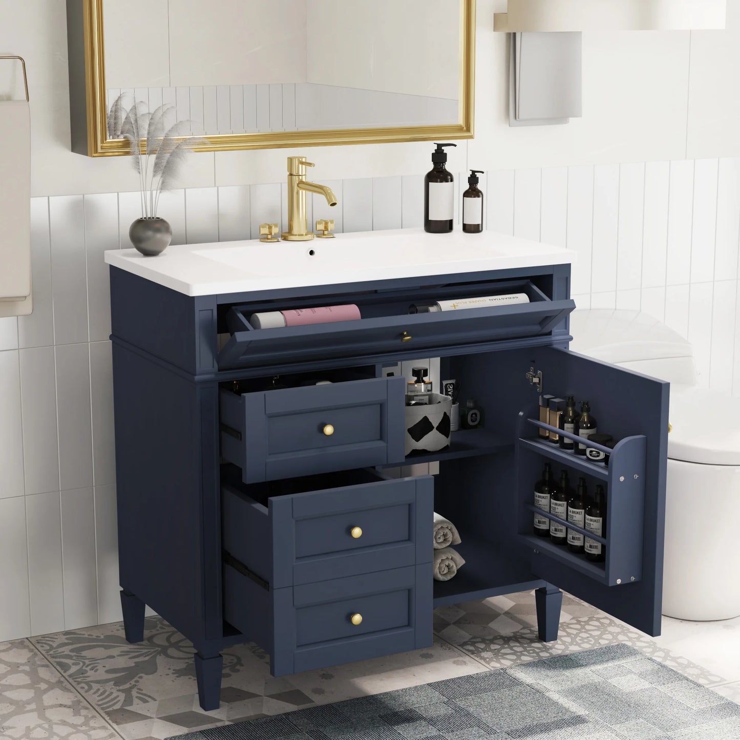 Sh.Kl Modern Bathroom Vanity With Ceramic Sink Cabinet