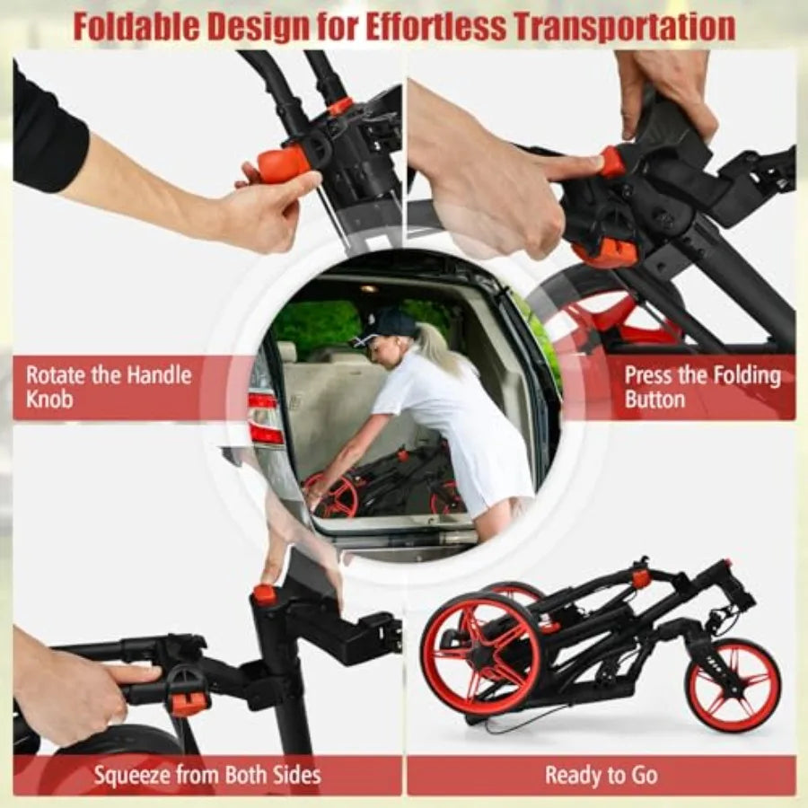 YAO HUI HUANG Foldable Golf Push Cart 360 Swivel Wheel