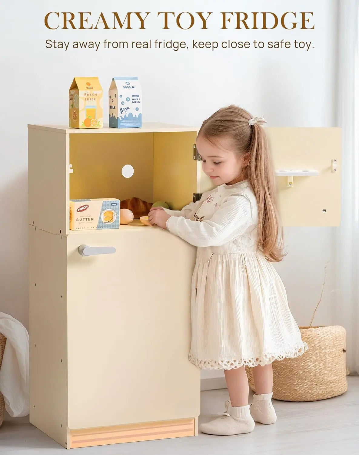 Robotime Robud Wooden Toy Fridge Play Kitchen Set With Accessories
