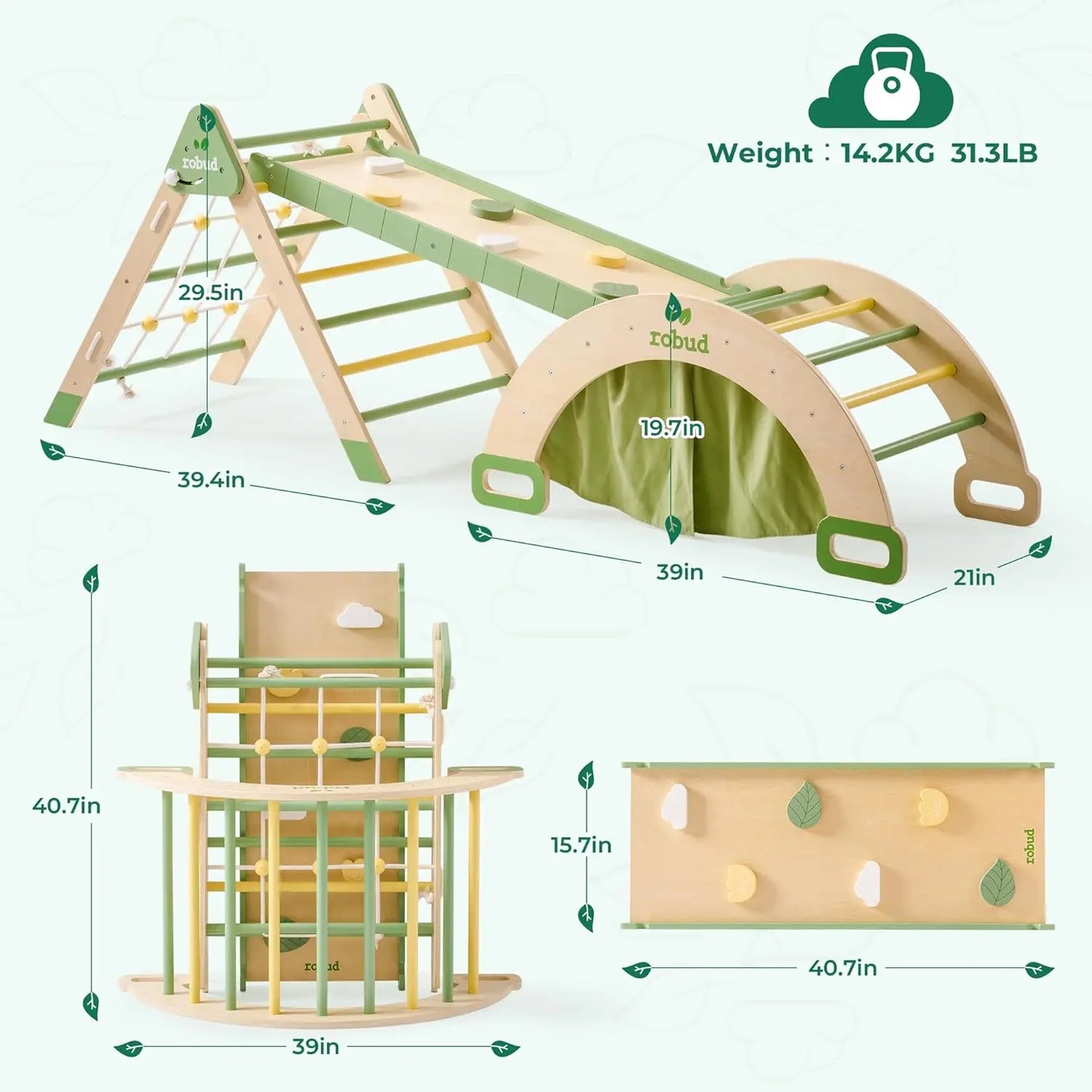 Robotime Robud 7 In 1 Wooden Climbing Toy Triangle Set
