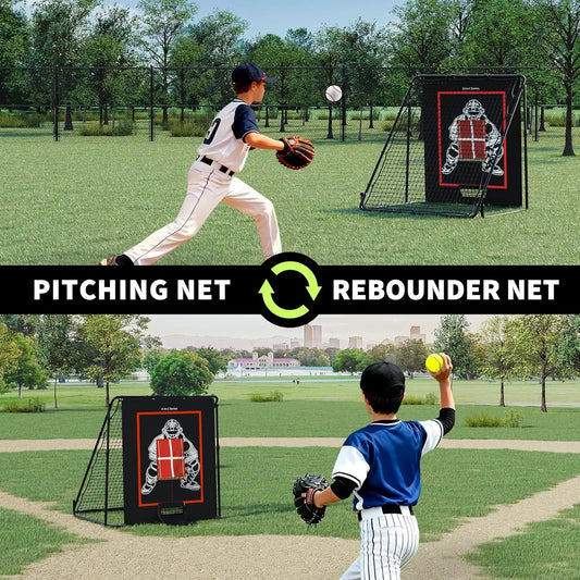 HiMISS Baseball Pitching and Rebounder Net 2-In-1 Training