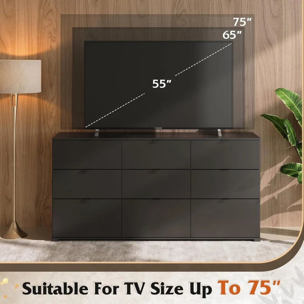 9 Drawer Dressers Modern Wood Chest With Metal Handles