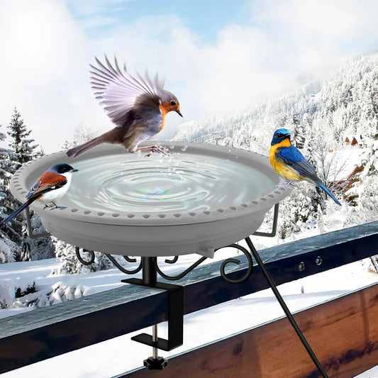 100W Thermostatically Heated Bird Bath for Outdoor Deck Railing