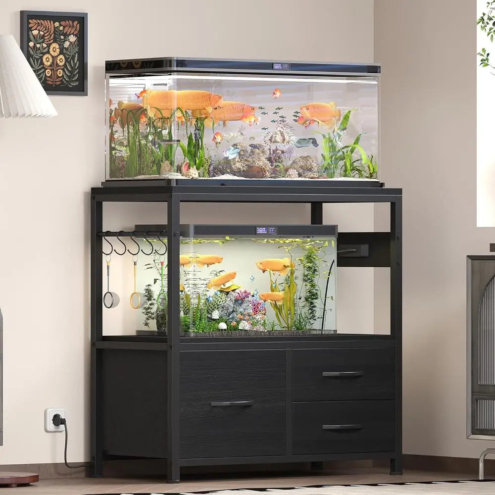 Heavy Duty Metal Aquarium Stand With Power Outlet For Reptile Terrarium
