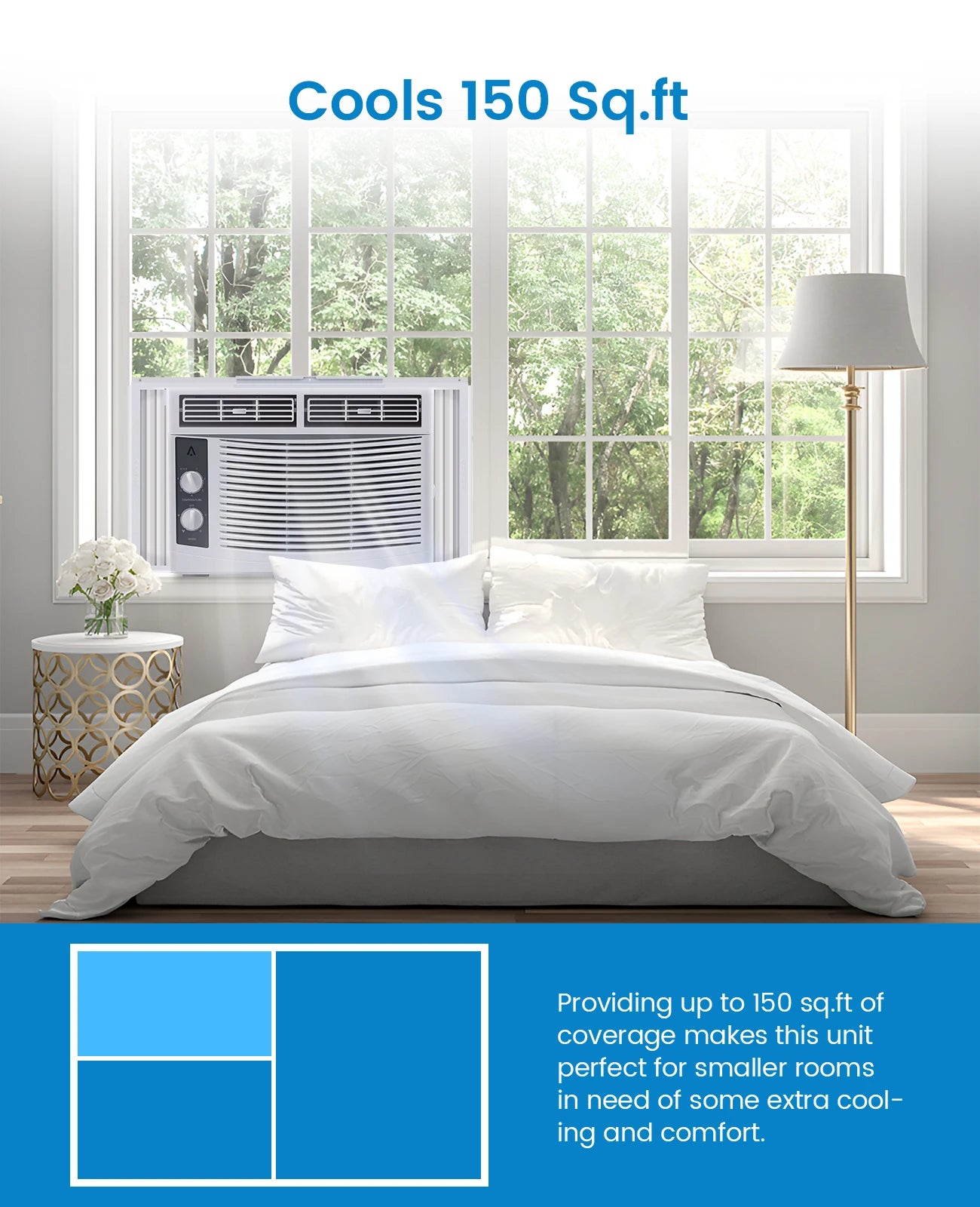 Acekool Window Air Conditioner With Quiet 7 Speed Operation