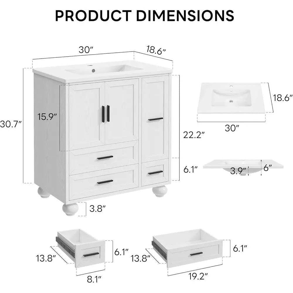 Bathroom Vanity With Sink Modern Cabinet With Pull Out Drawer
