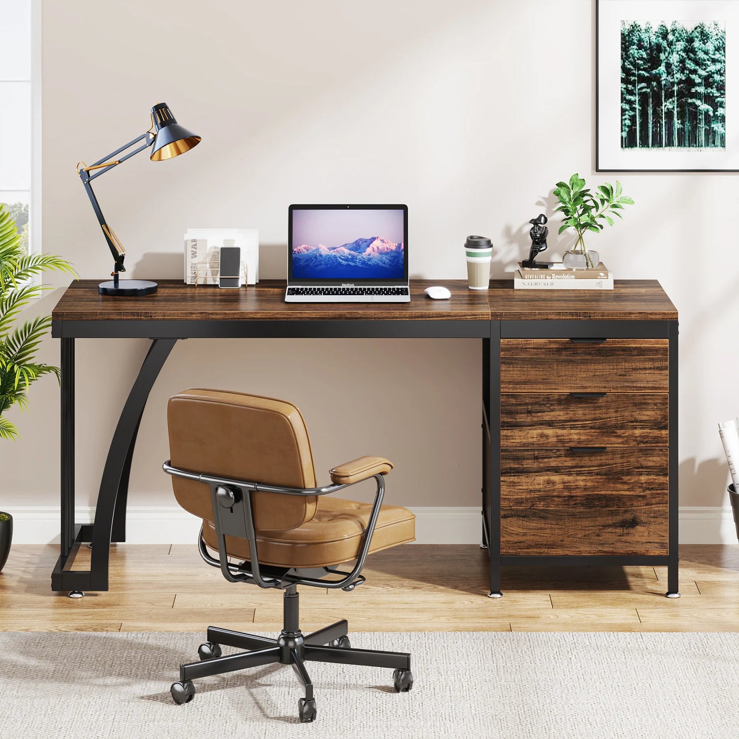 Tribesigns PC Desk With 3 Drawers and Reversible Drawers