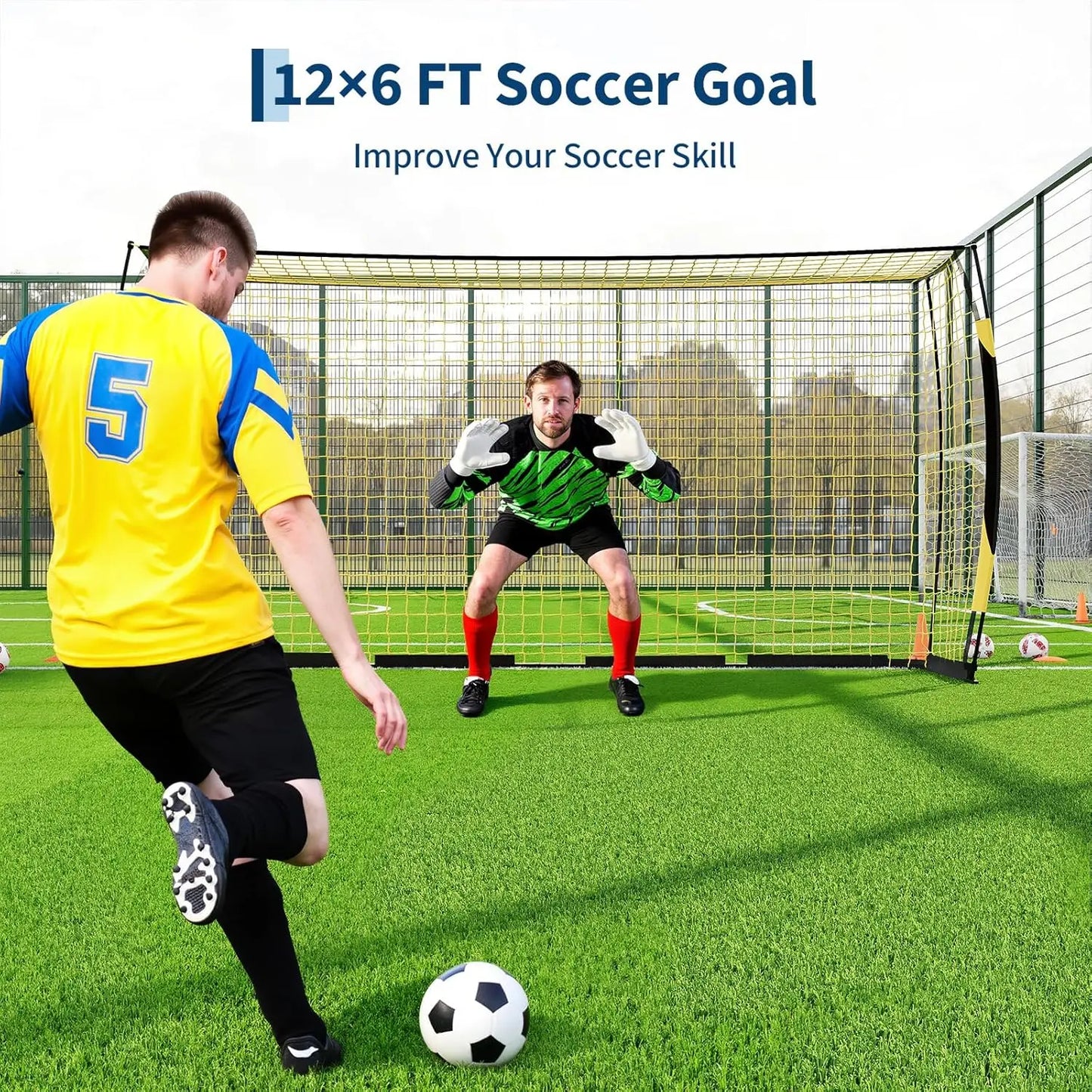 HiMISS Heavy Duty Soccer Goal With Metal Frame For Backyard Training