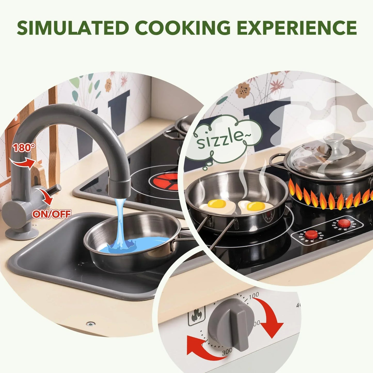 Robotime Wooden Toy Kitchen Set With Lights And Sounds