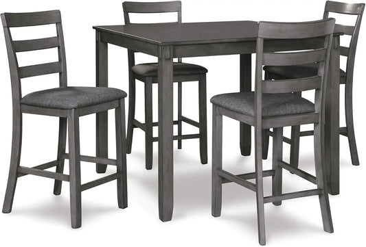Modern Wood Dining Table Set With Four Bar Stools For Small Spaces