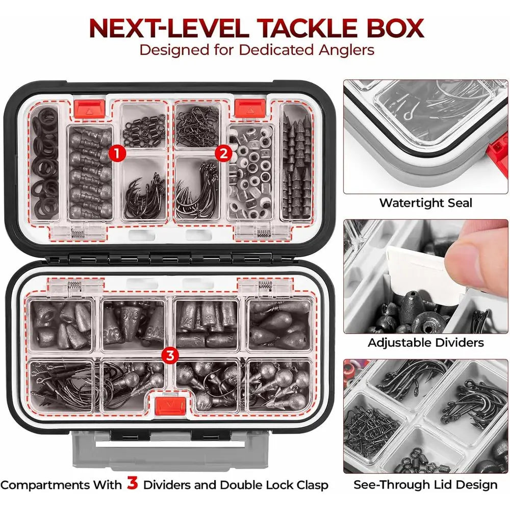 Complete Freshwater Fishing Kit Tackle Box With Hooks Weights Bobbers