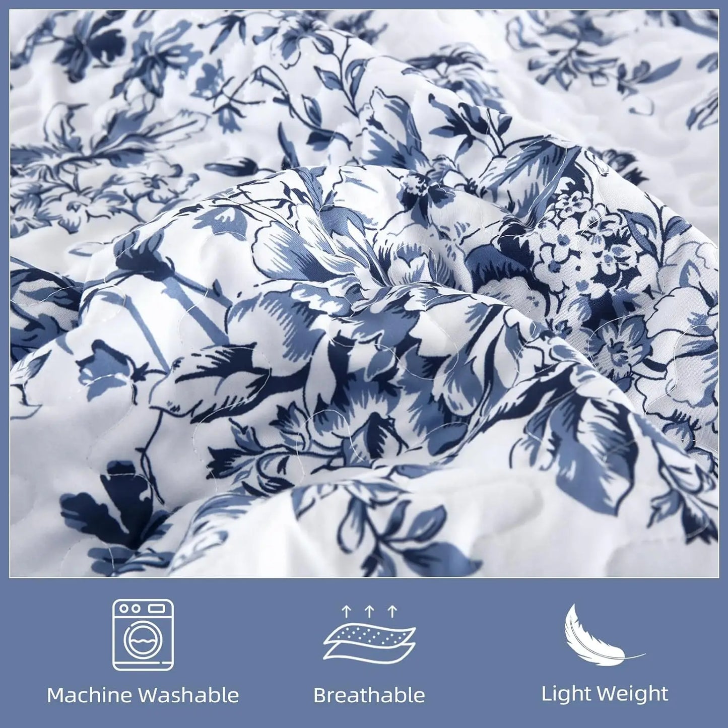 Botanical Quilt Set With 2 Pillowcases Microfiber All Season Bedspread