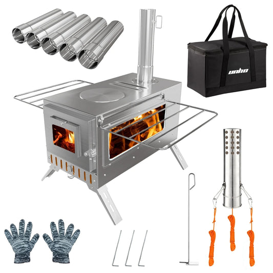 Portable Stainless Steel Camping Wood Burning Stove For Outdoor Heating