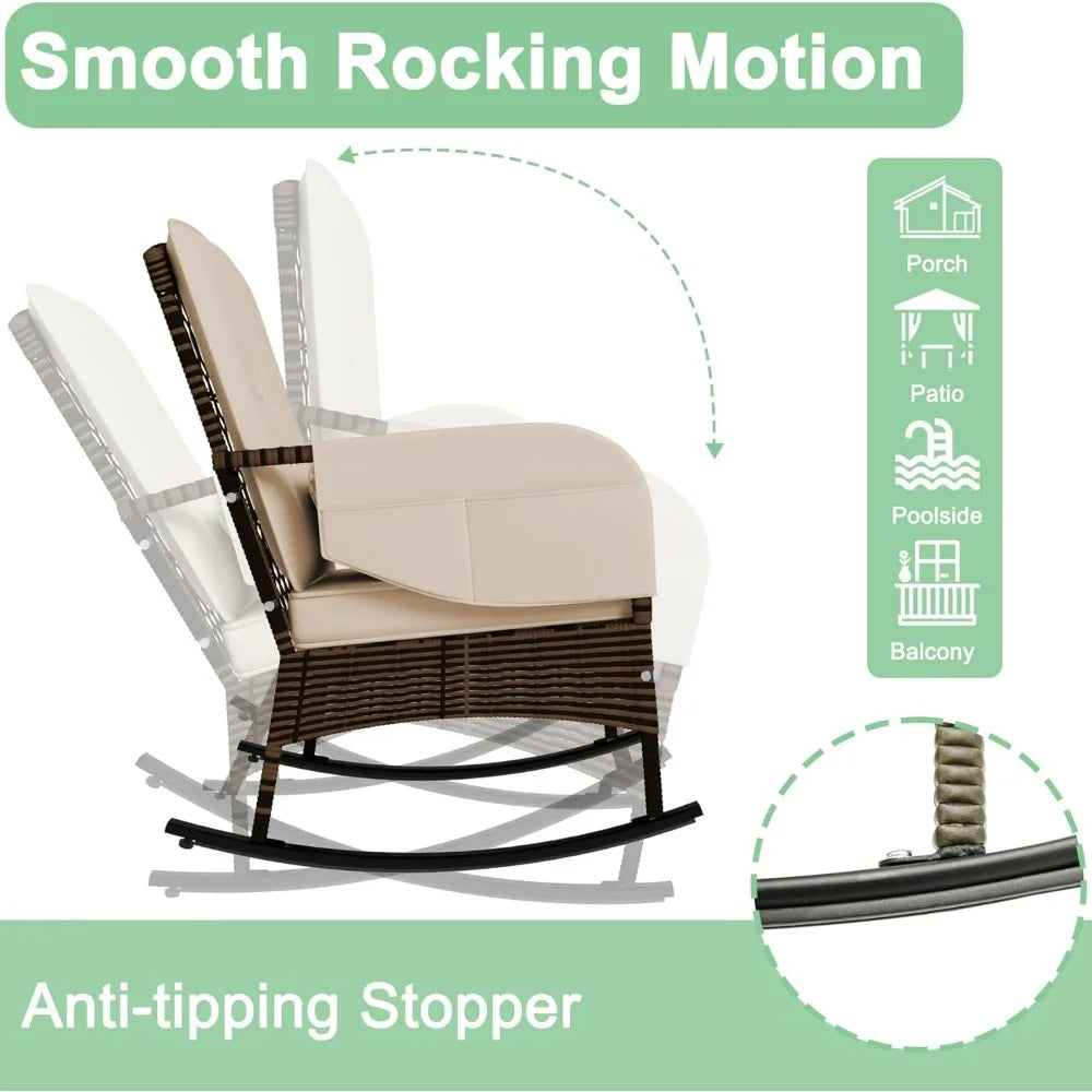 Patio Furniture Set With Rocking Chairs And Wicker Coffee Table