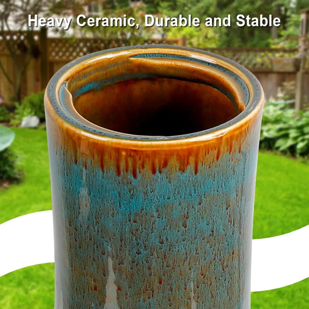 Ceramic Bird Bath Outdoor Weather Resistant Garden Decor Attracts Birds