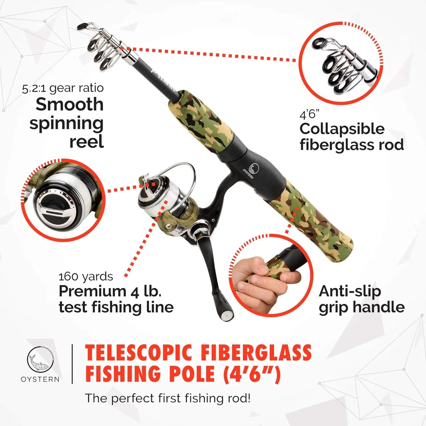 Kids Telescopic Fishing Pole Kit With Reel Tackle Bag
