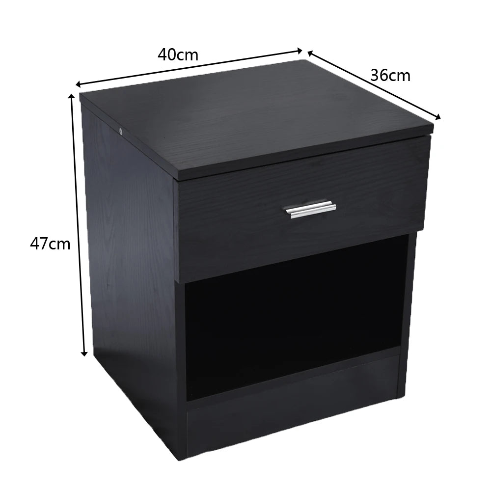 Bedside Cabinet With Metal Handle Drawer For Bedroom