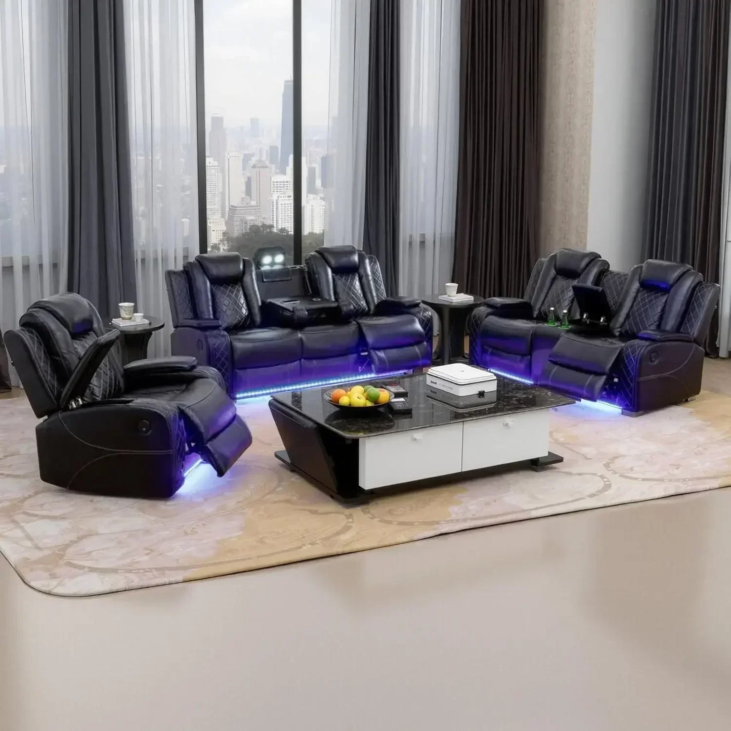 Electric Recliner Chair With LED Light And Wireless Charging