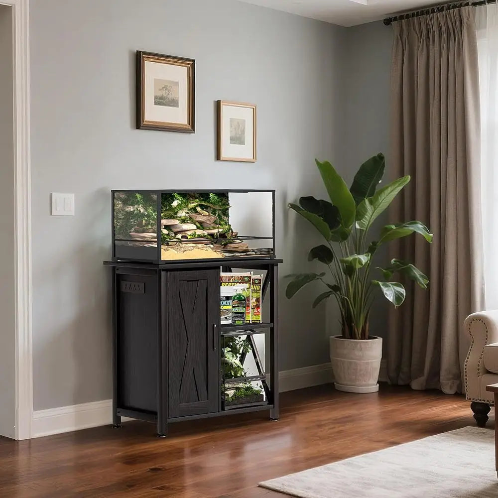 Reptile Tank Stand With Storage Cabinet For Terrariums