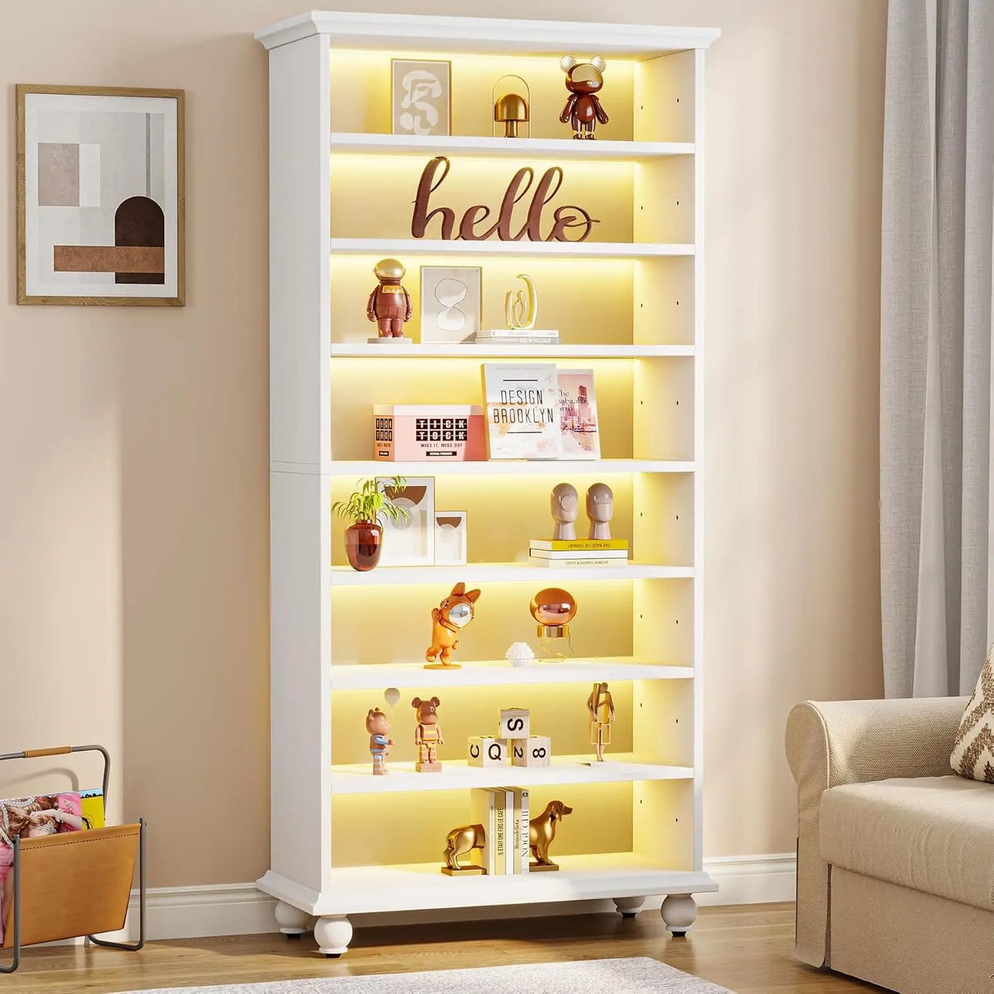 Little Tree LED Bookcase With Freestanding Solid Wood Legs