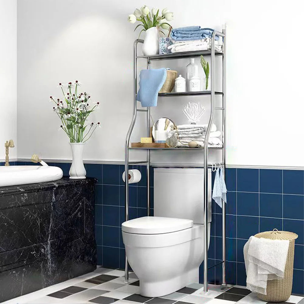 Studyset Over Toilet Storage Shelf Two Tier Freestanding Metal Bathroom