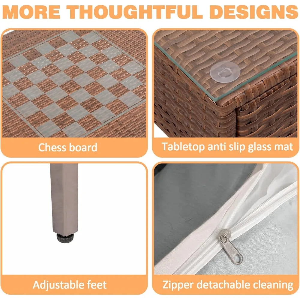 Outdoor Patio Furniture Set With All-Weather Rattan