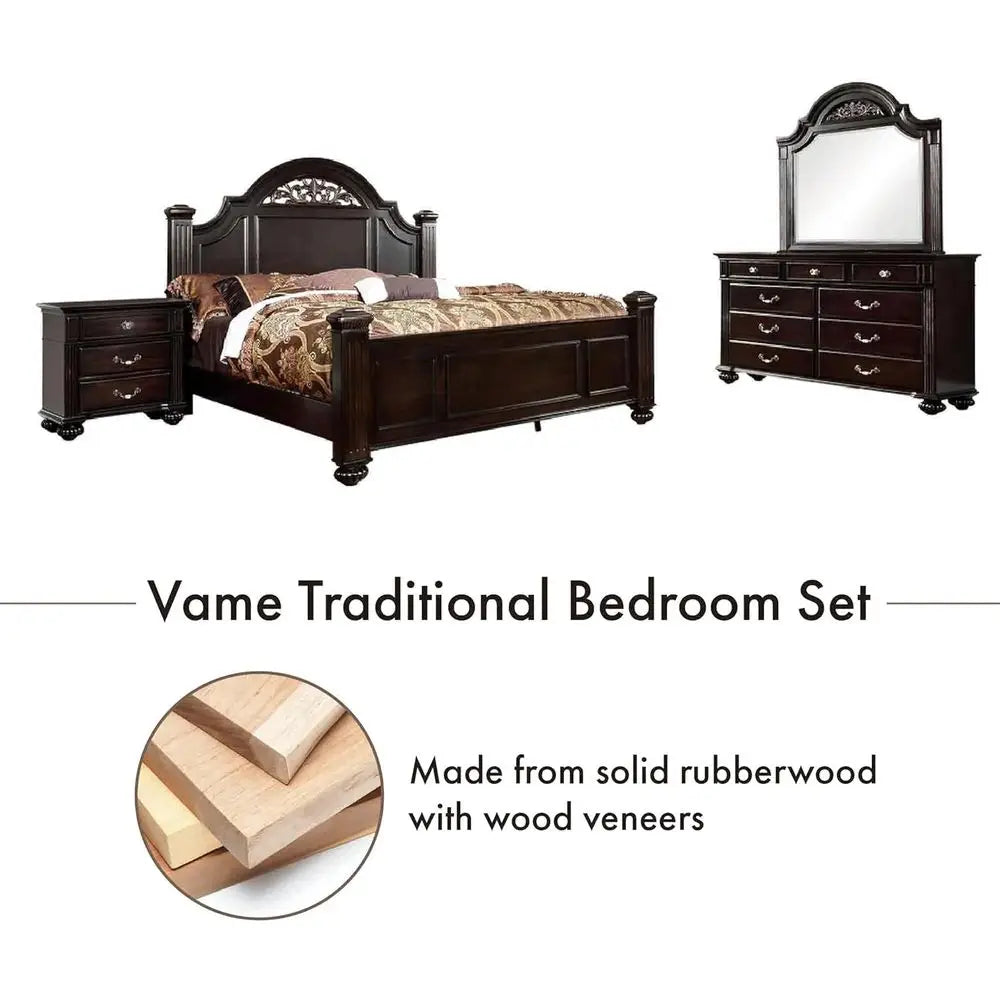 Solid Wood Traditional Bedroom Set With Chest Mirrored Dresser Nightstands