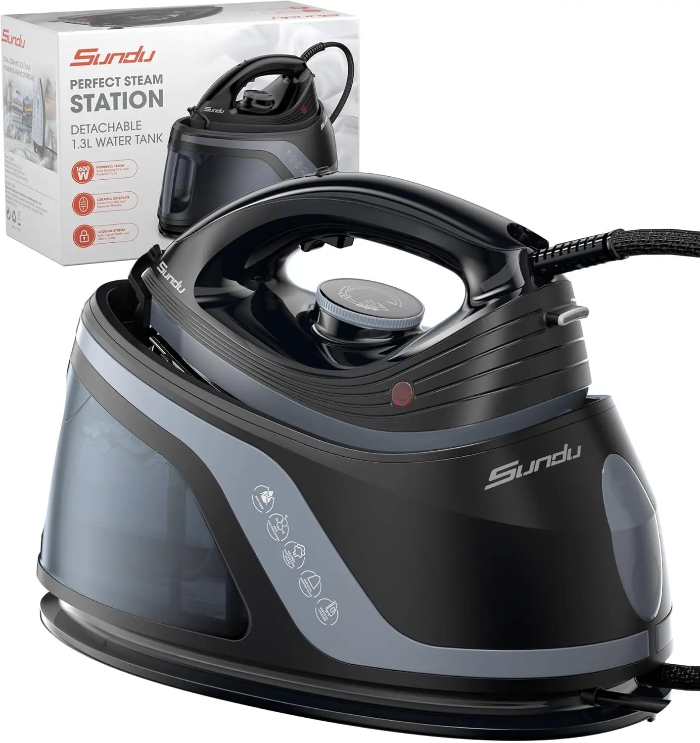 XMSJ Steam Iron With Ceramic Soleplate 1500W Auto Off