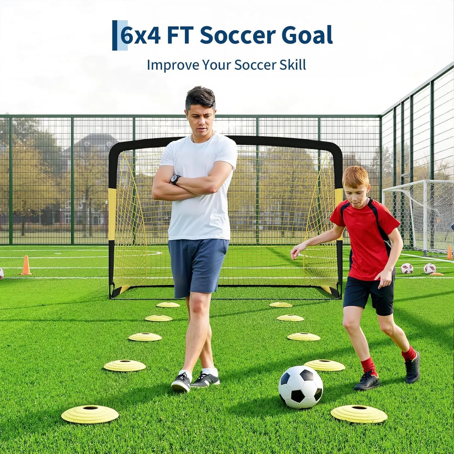 HiMISS Two Pack Backyard Soccer Goals for Training and Outdoor Play