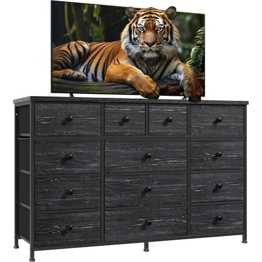 Bedroom Dresser With 13 Fabric Drawers And Metal Frame