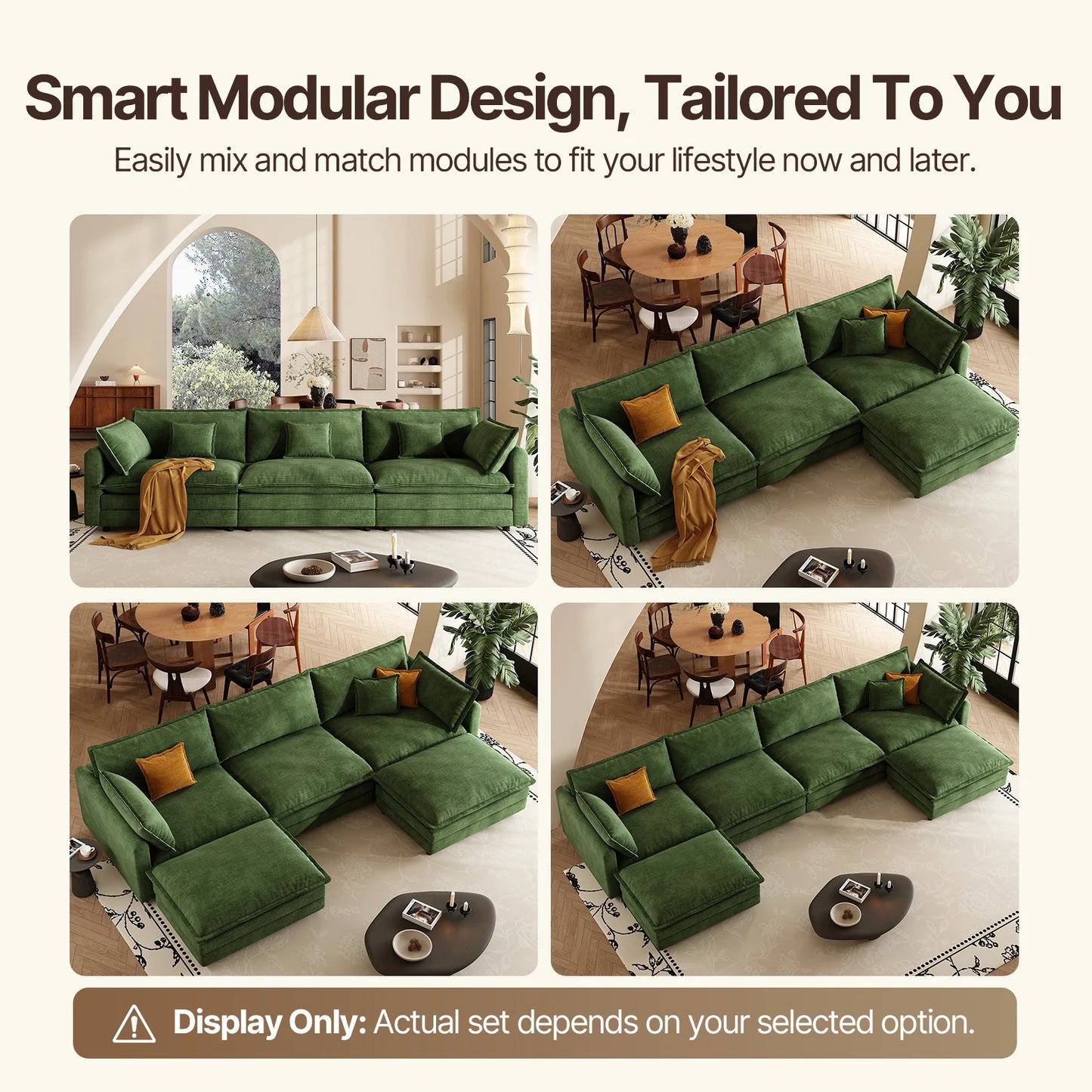QWCCN L Shaped Modern Sofa Modular Sectional Couch With Ottoman