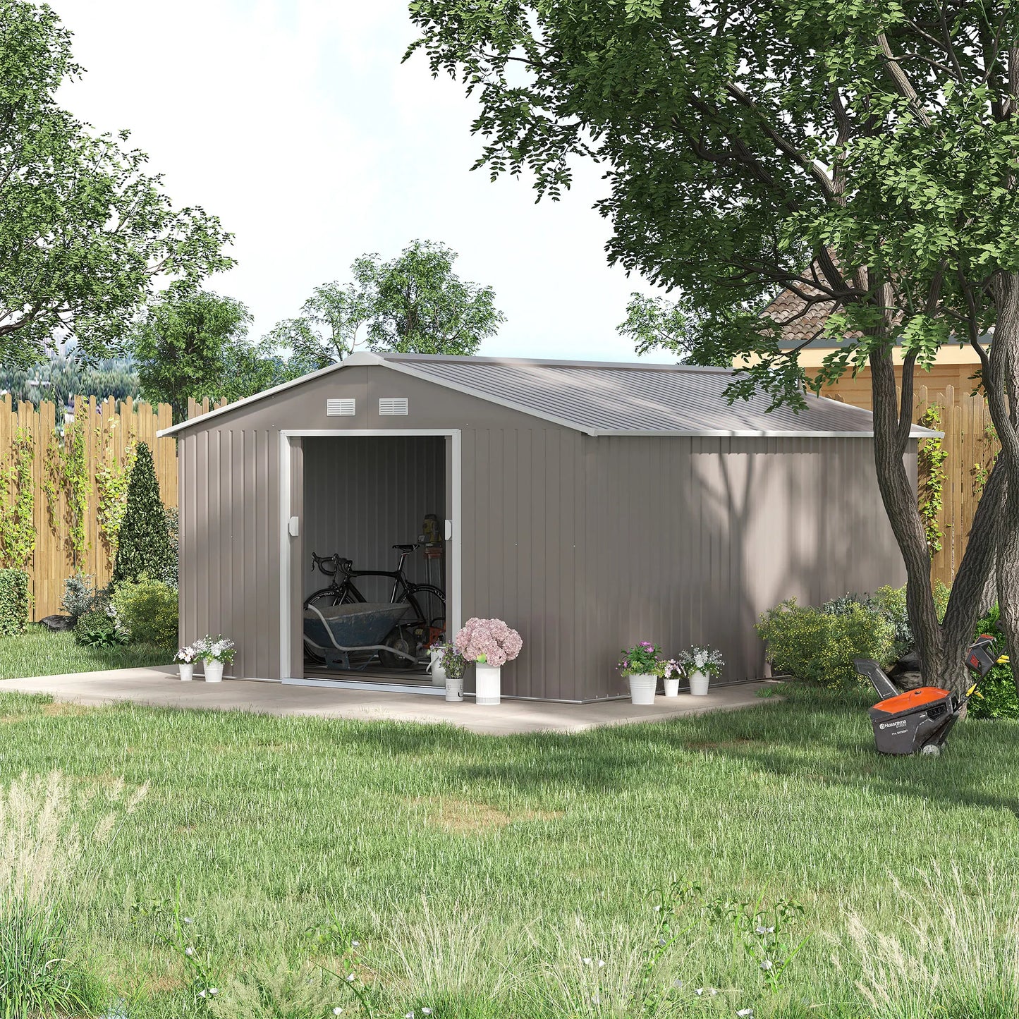 Outsunny Steel Outdoor Utility Storage Shed Kit For Backyard